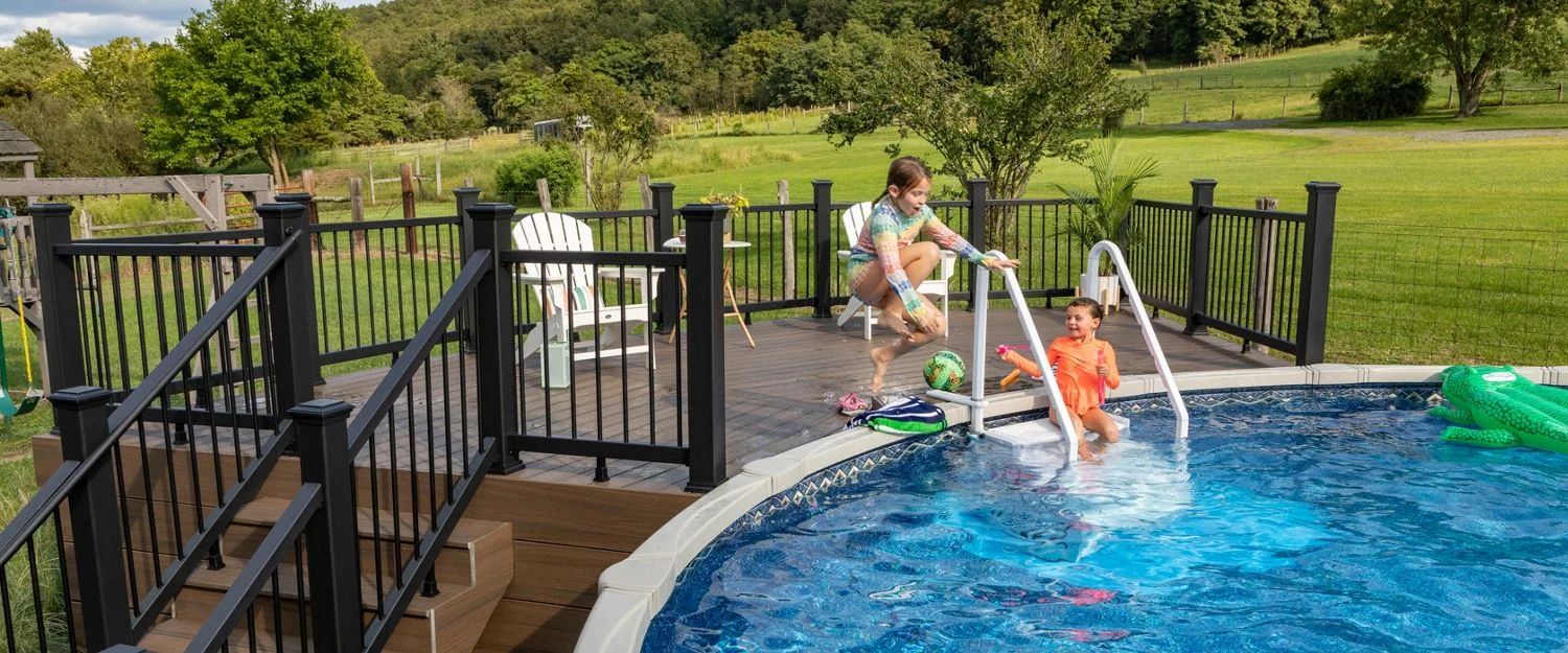 Enhance railing around pool deck